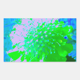 Adesivo Retangular Flor Abstrata Retro em Lavanda e Verde Lima