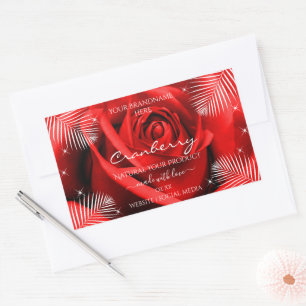 Adesivo Retangular Flor de rosa vermelha com Rótulos de Produto de Fo