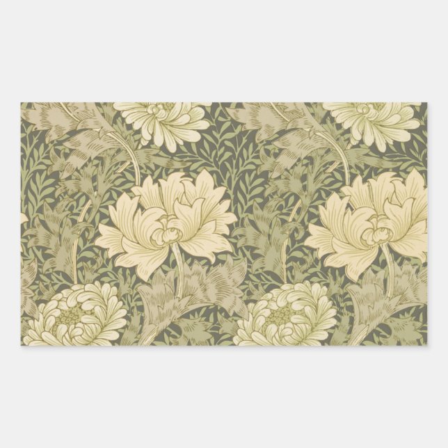 Adesivo Retangular Flor de Salvia Crisântemo William Morris (Frente)