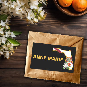 Adesivo Retangular Flor Laranja do Estado de Sinalizador da Flórida P