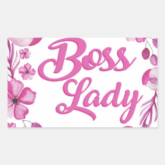 Adesivo Retangular Flor Rosa, Chefe Lady Design