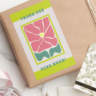 Adesivo Retangular Flor Verde Da Vintage Retroativa Obrigado