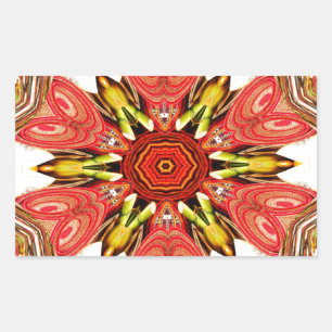 Adesivo Retangular Flora de rabisco colorida coração estrela sem cost