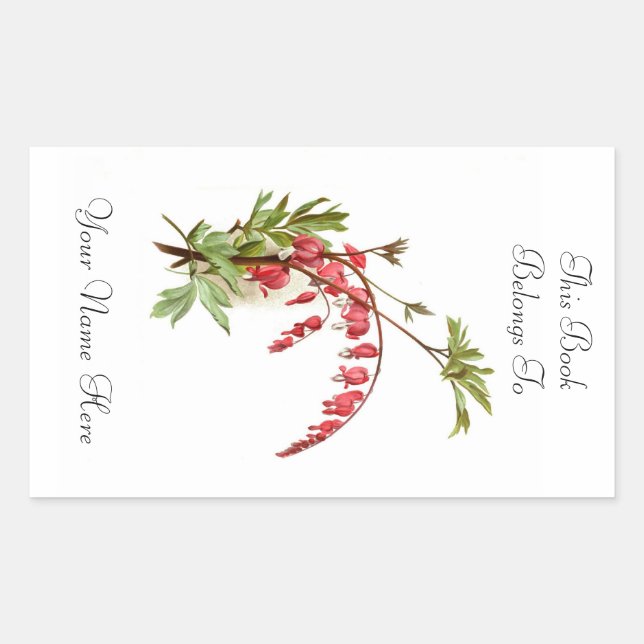 Adesivo Retangular Floral Bookplate (Frente)