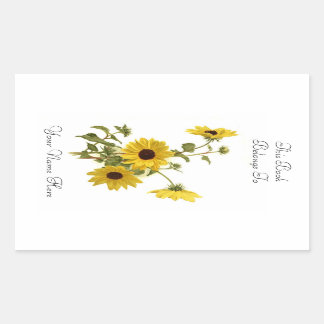 Adesivo Retangular Floral Bookplate