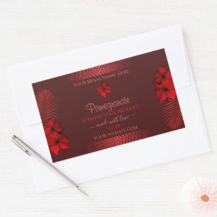 Adesivo Retangular Floral Dark Red Product Labels Flores Havaianos Fl