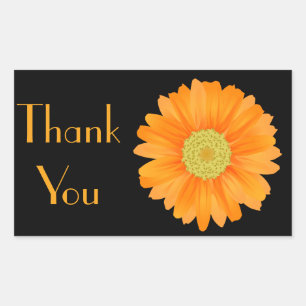 Adesivo Retangular Floral Orange Gerbera Daisy Flower Black