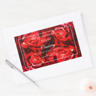 Adesivo Retangular Floral Product Packaging Labels Rosa vermelha Flor