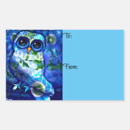 Adesivo Retangular Floral Verde Azul-Abstrato