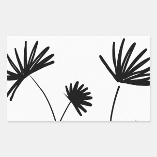Adesivo Retangular flores abstrato minimalistas a preto e branco