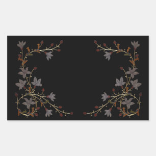 Adesivo Retangular Flores Art Déco em Preto