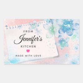 Adesivo Retangular Flores Azuis bonito na Cozinha Rosa