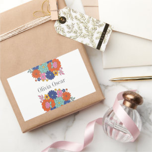 Adesivo Retangular Flores Coloridas Ilustração Floral Boho Brilhante