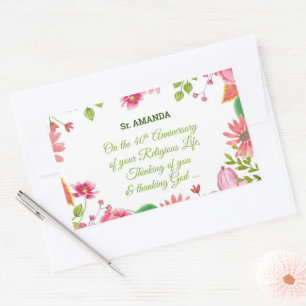 Adesivo Retangular Flores de Aquarela Religiosas de 40 anos