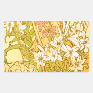 Adesivo Retangular Flores de lírio Art Nouveau de Alfonse Mucha