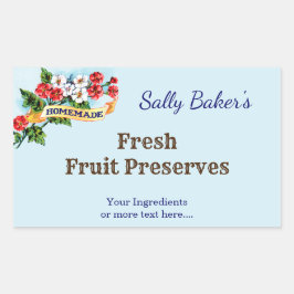 Adesivo Retangular Flores de Primrose Homemade Editáveis em Azul