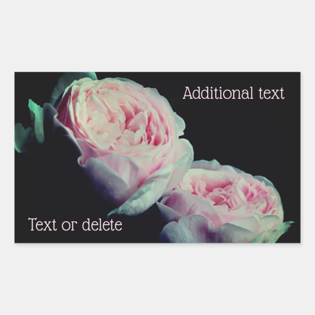 Adesivo Retangular Flores de Rosa Rosa Personalizadas (Frente)