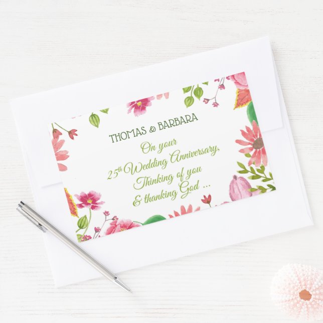 Adesivo Retangular Flores do 25 religioso (Envelope)