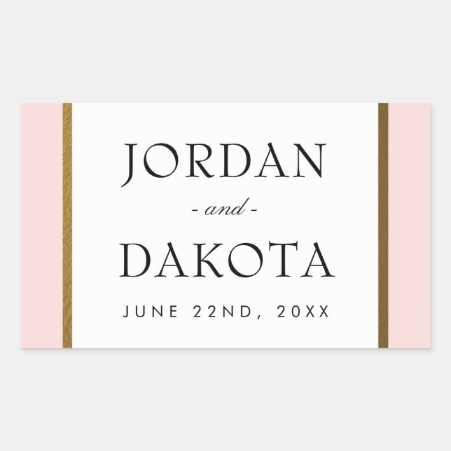 Adesivo Retangular Flores Douradas tropicais a rosa | Casamento exóti (Frente)