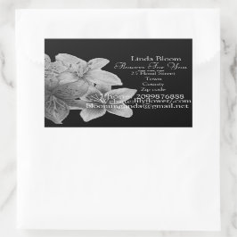 Adesivo Retangular flores Lírios design floristas de arte preto e bra
