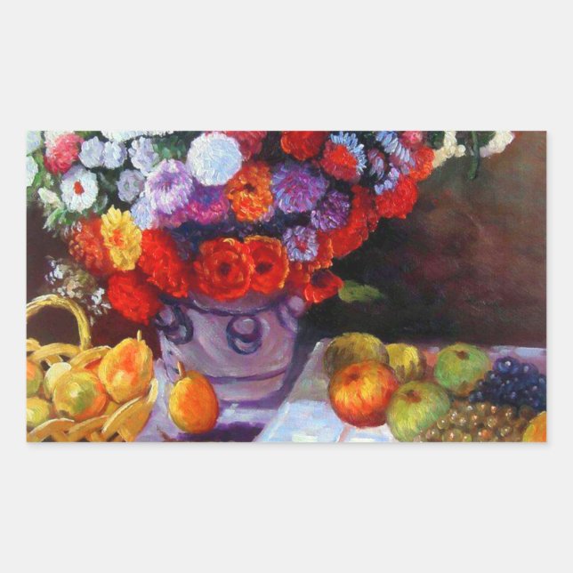 Adesivo Retangular Flores Monet e Frutas (Frente)