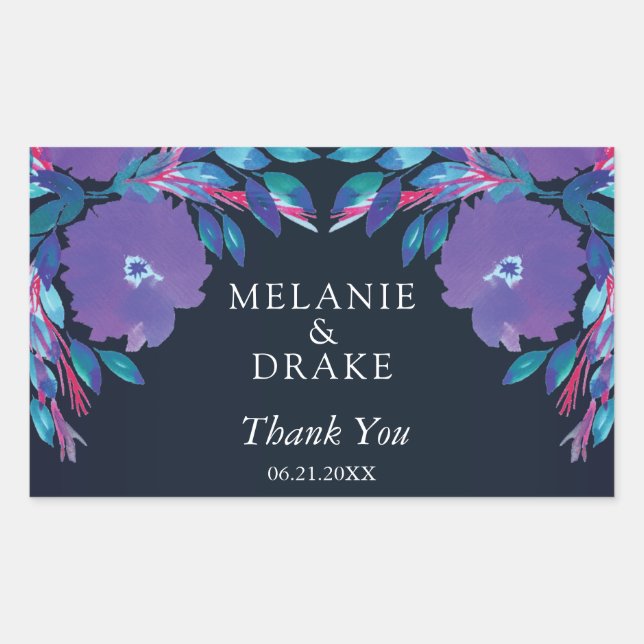 Adesivo Retangular Flores Roxas, Pintadas (Frente)