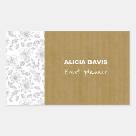 Adesivo Retangular Flores Simples Elegantes Fundo Kraft