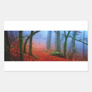 Adesivo Retangular Floresta Pintada Outono Névoa Azul
