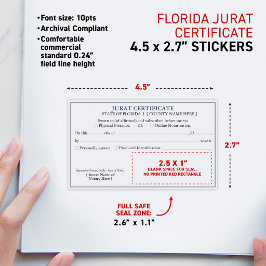 Adesivo Retangular FLORIDA Certificado de Juramento Notarial Document