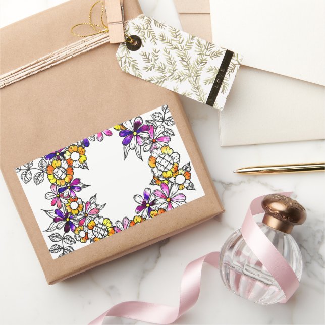 Adesivo Retangular Flower Ring (Presentear)