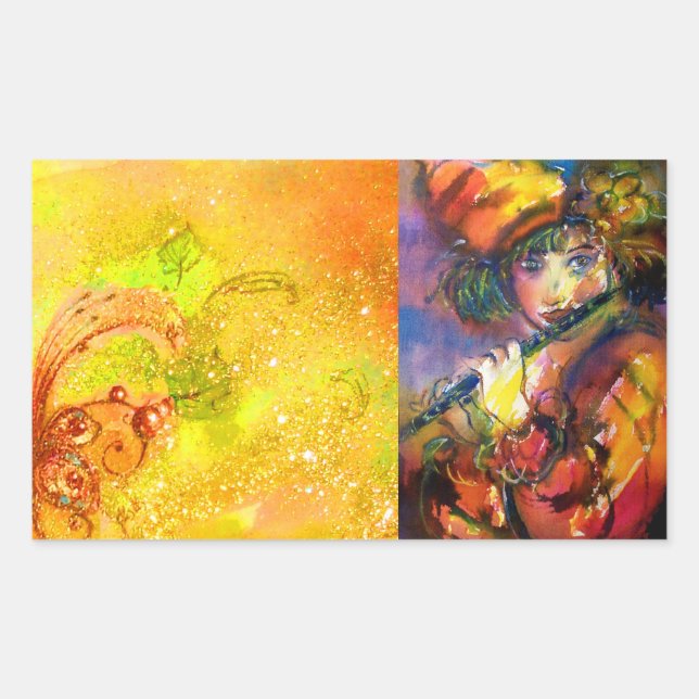 Adesivo Retangular FLUTIST PORTRAIT / Mascarada Venetian (Frente)