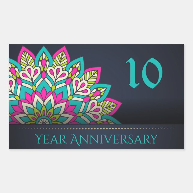 Adesivo Retangular Foco de Envelope de 10 Anos (Frente)