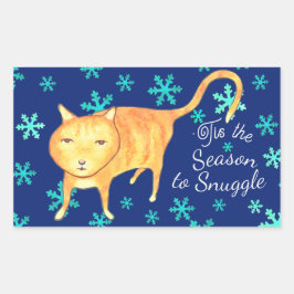 Adesivo Retangular Fofuras Quentes & Nevadas de Natal Gato de Natal