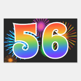 Adesivo Retangular Fogos de Artifício Divertidos + Padrão de Arco-íri