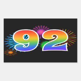 Adesivo Retangular Fogos de Artifício Divertidos + Padrão de Arco-íri