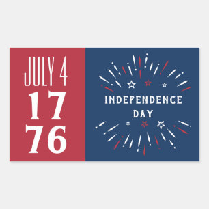 Adesivo Retangular Fogos de artifício do Dia da Independência dos EUA