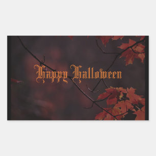 Adesivo Retangular Folhagem de outono do Feliz Halloween