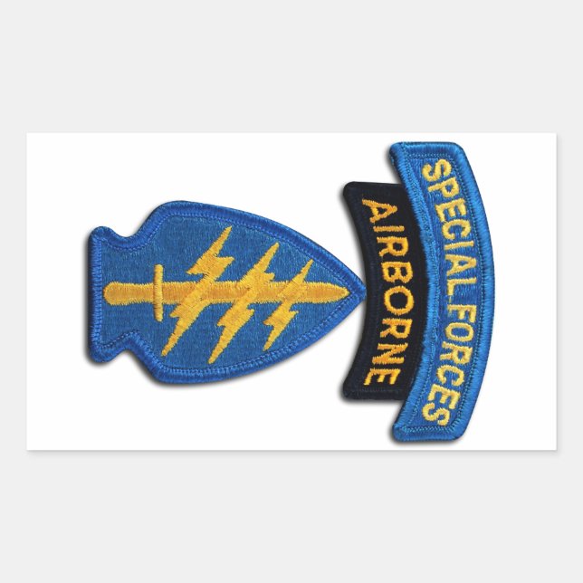 Adesivo Retangular Forças Especiais verdes Berets SF SFG SOF Veterano (Frente)