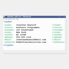Adesivo Retangular Formato do Codificador do Bloco de Notas Programad