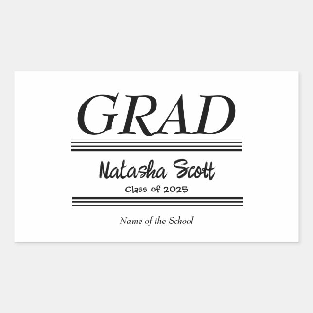 Adesivo Retangular Formatura Personalizada de Pós-Graduação Moderna (Frente)
