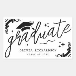 Adesivo Retangular Formatura Personalizada Elegante Roteiro Estrelas 