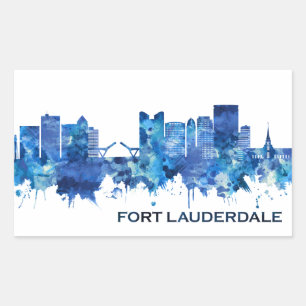 Adesivo Retangular Fort Lauderdale Florida Skyline Blue