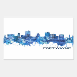 Adesivo Retangular Fort Wayne Indiana Skyline Blue