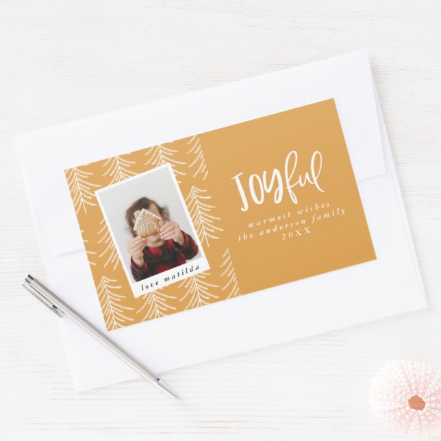 Adesivo Retangular Foto alegre e favor de Natal (Envelope)