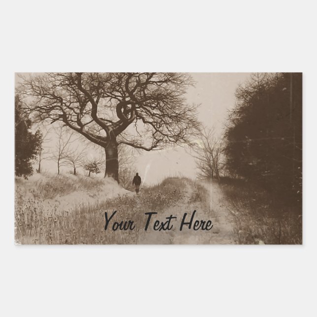 Adesivo Retangular foto da cena de neve atmosférica no inverno (Frente)