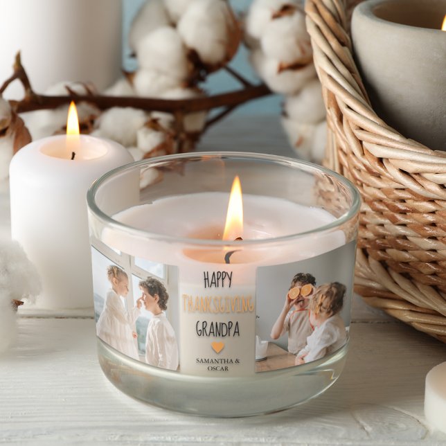 Adesivo Retangular Foto da Colagem Moderna Feliz Ação de Graças Vovô (Criador carregado)