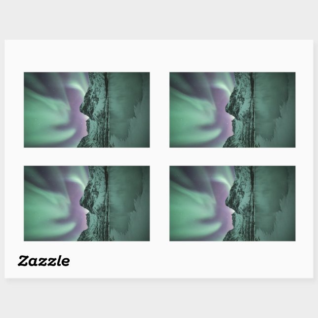 Adesivo Retangular Foto da natureza da luz do norte (Folha)