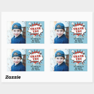 Adesivo Retangular Foto de aniversário do Super Herói Comic Boy