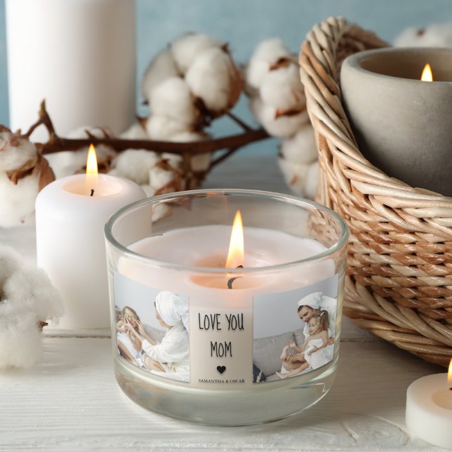 Adesivo Retangular Foto de Colagem Moderna Te Ama Mãe Melhor Presente (Criador carregado)