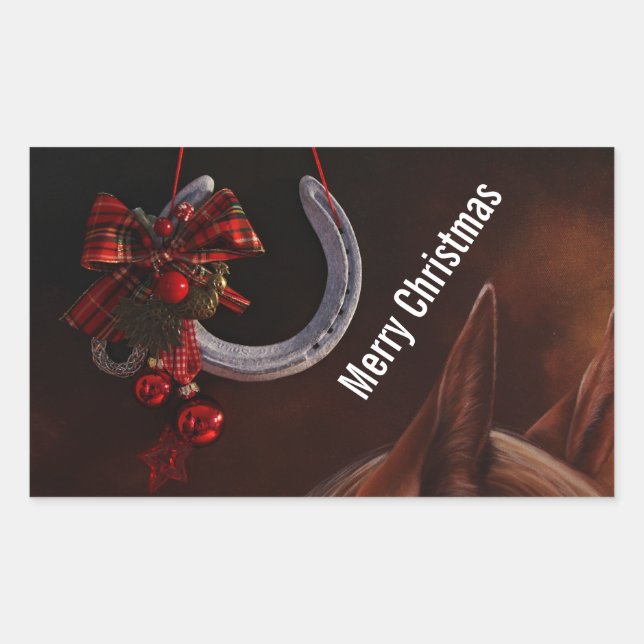 Adesivo Retangular Foto de ferradura equestre (Frente)